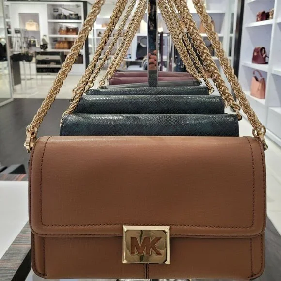 Michael Kors Sonia Medium Chain strap Shoulder Bag Crossbody Lugagge Leather - Picture 1 of 9